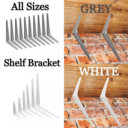 Metal shelf brackets - shelf, grey