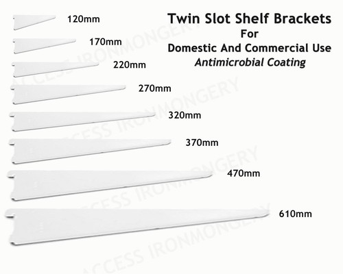 Twin slot shelf brackets - twin, white