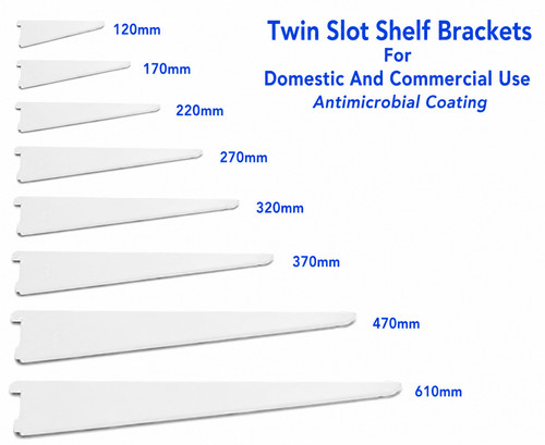 White twin slot shelf - slot, brackets
